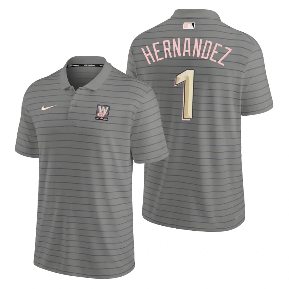 Washington Nationals #1 Cesar Hernandez Men's Nike 2022 City Connect Gray Franchise Polo