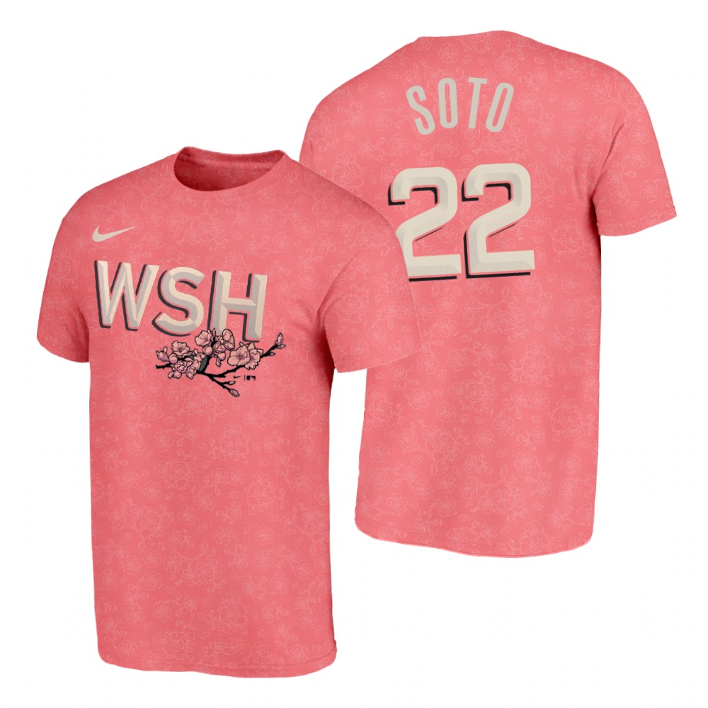 Washington Nationals #22 Juan Soto Men's Nike Pink 2022 City Connect T-Shirt