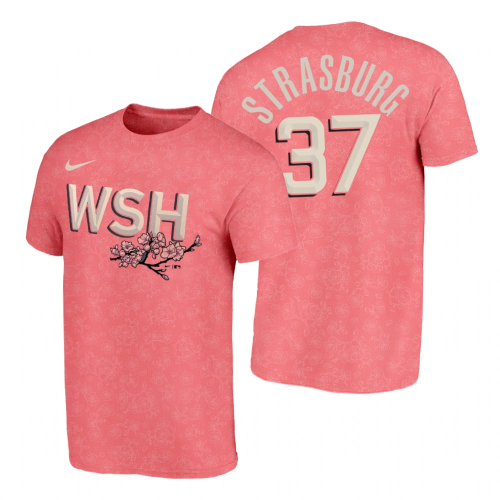 Washington Nationals #37 Stephen Strasburg Men's Nike Pink 2020 City Connect T-Shirt