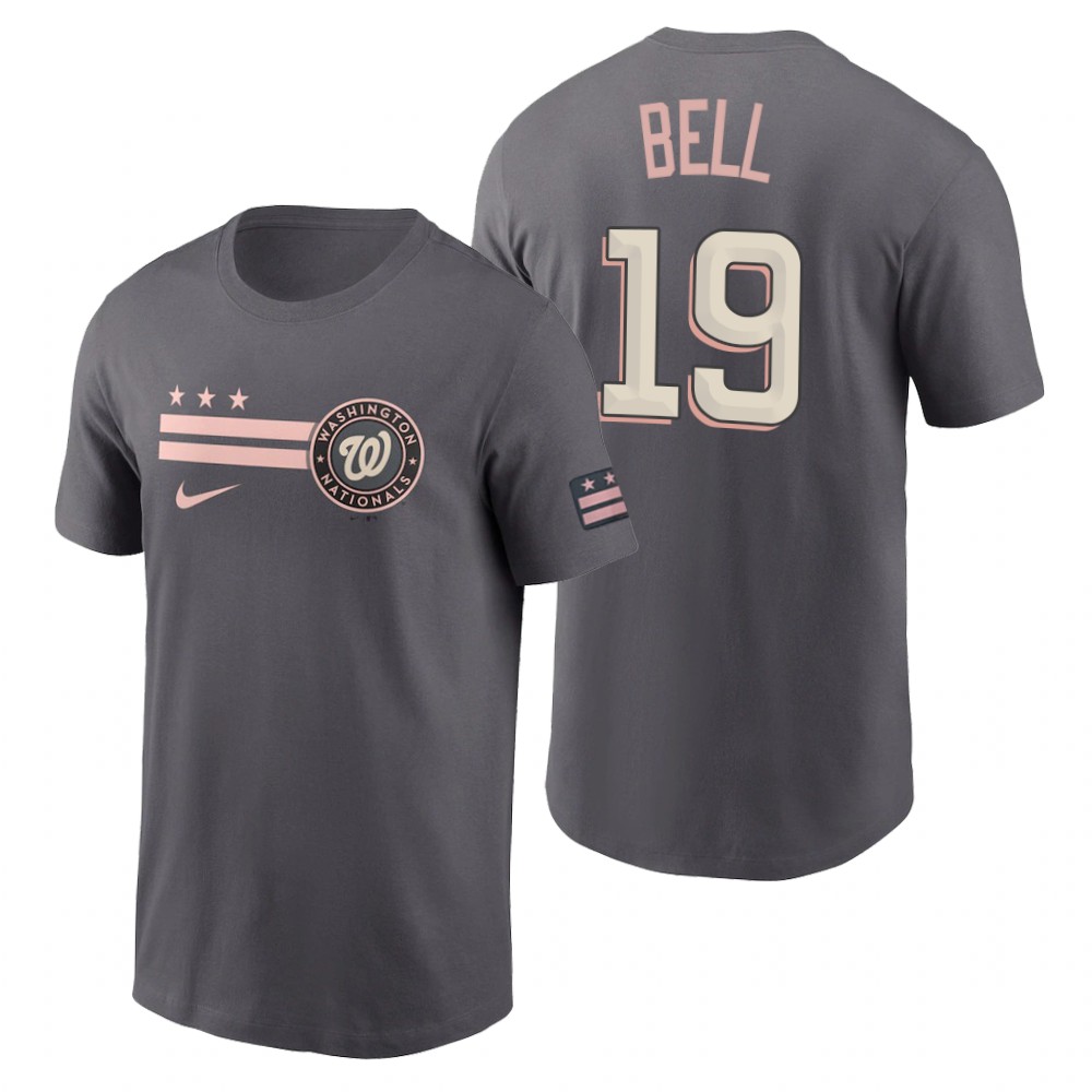 Washington Nationals #19 Josh Bell Men's Nike Gray 2022 City Connect Graphic T-Shirt