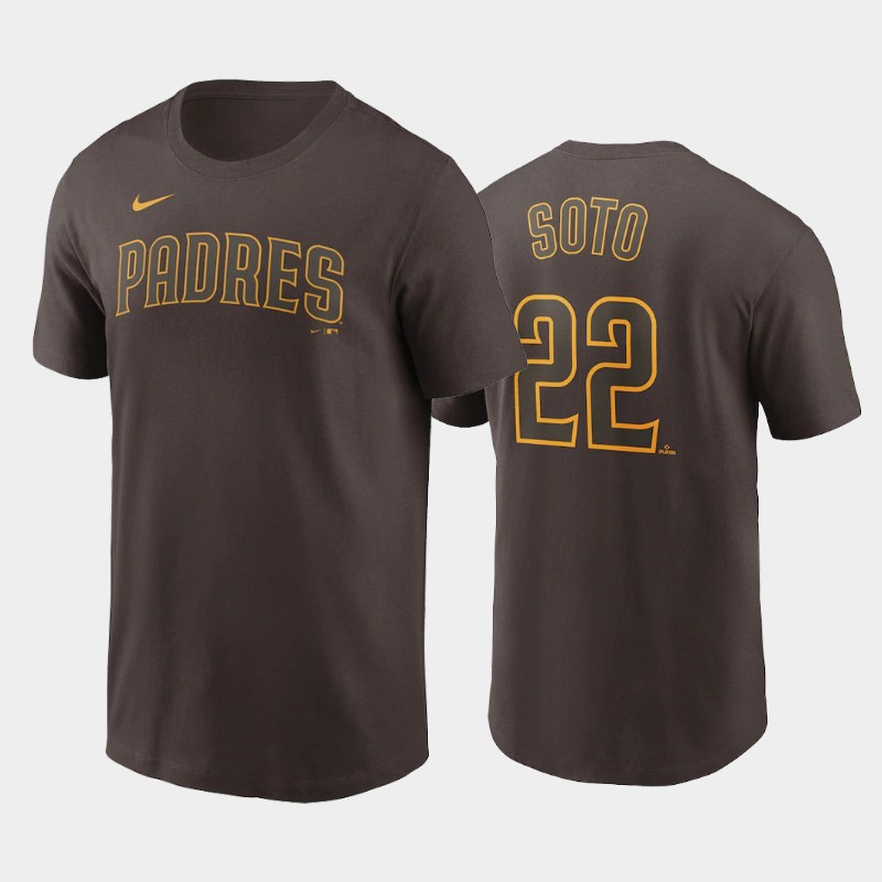 San Diego Padres #22 Juan Soto Name & Number Brown T-Shirt