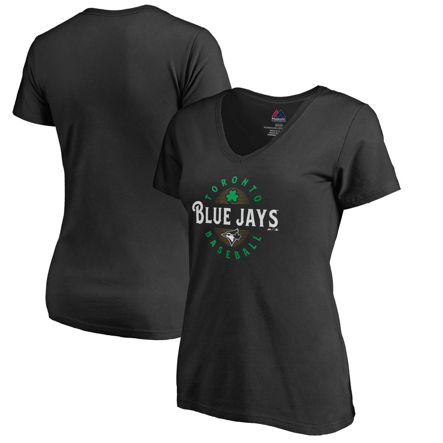 Toronto Blue Jays Majestic Women's Forever Lucky V-Neck T-Shirt Black