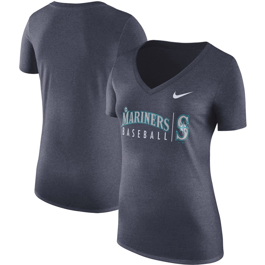 Seattle Mariners Nike Women's Tri-Blend Practice T-Shirt Navy