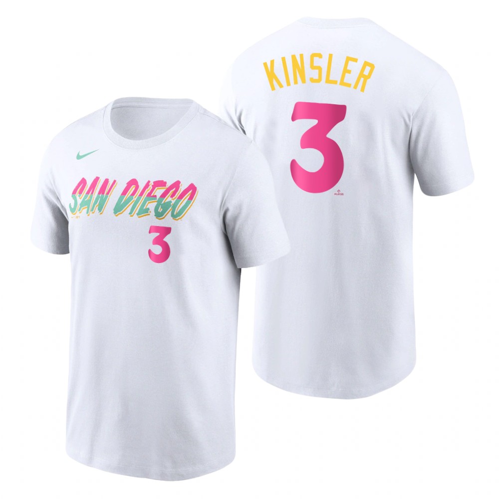 San Diego Padres #3 Ian Kinsler 2022 City Connect Men's MLB T-Shirt - White