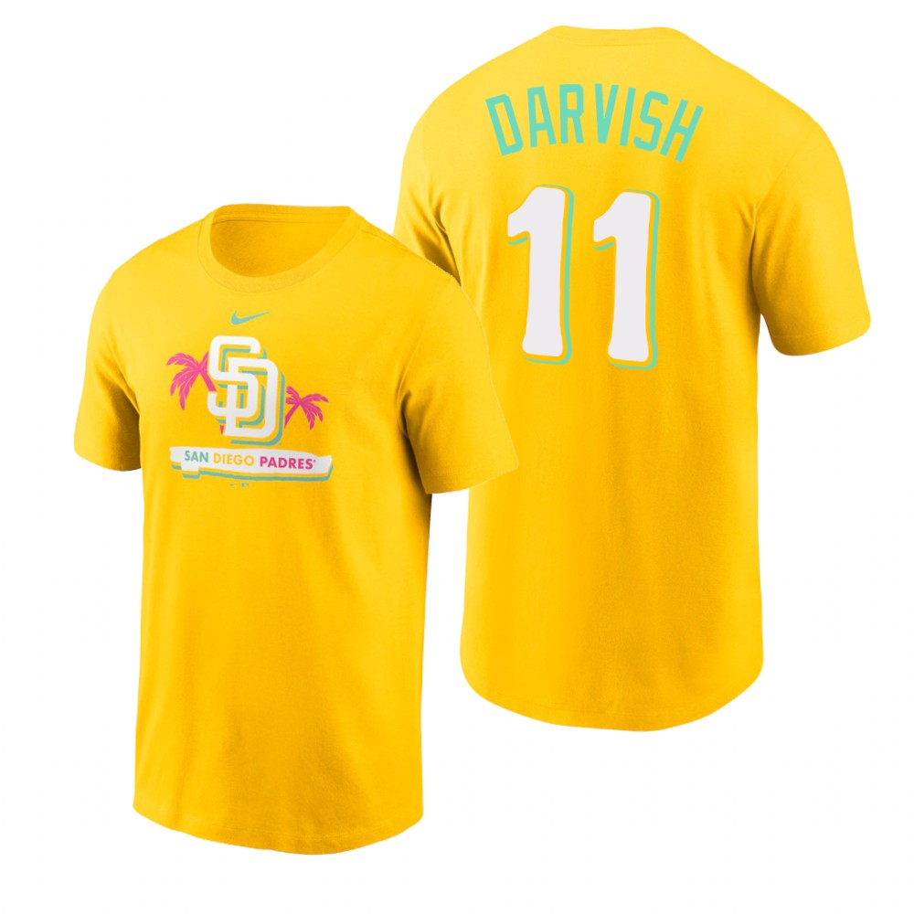 San Diego Padres #11 Yu Darvish 2022 City Connect Men's MLB T-Shirt - Yellow