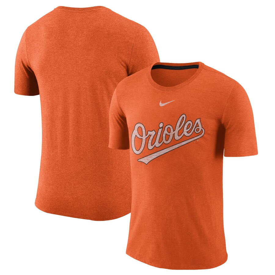 Baltimore Orioles Nike Wordmark Tri-Blend T-Shirt Orange