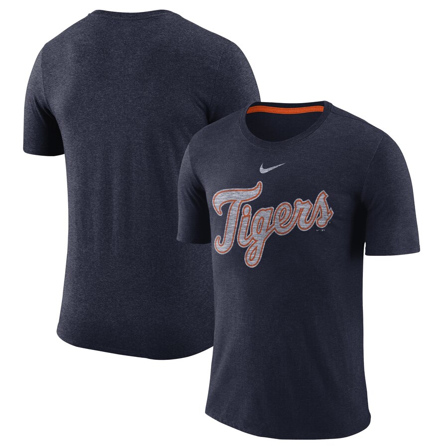 Detroit Tigers Nike Wordmark Tri-Blend T-Shirt Navy