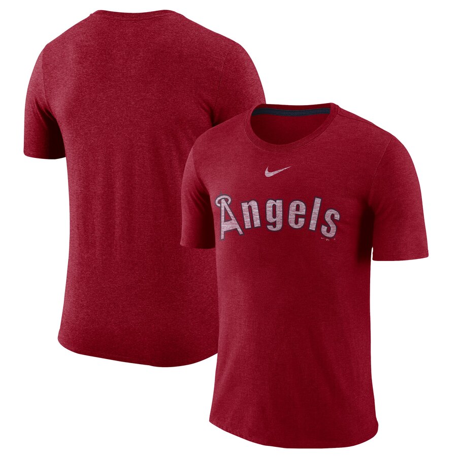 Los Angeles Angels Nike Wordmark Tri-Blend T-Shirt Red