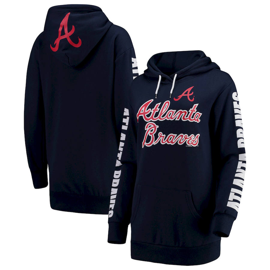 Atlanta Braves G-III 4Her by Carl Banks Women's Extra Innings Pullover Hoodie Navy