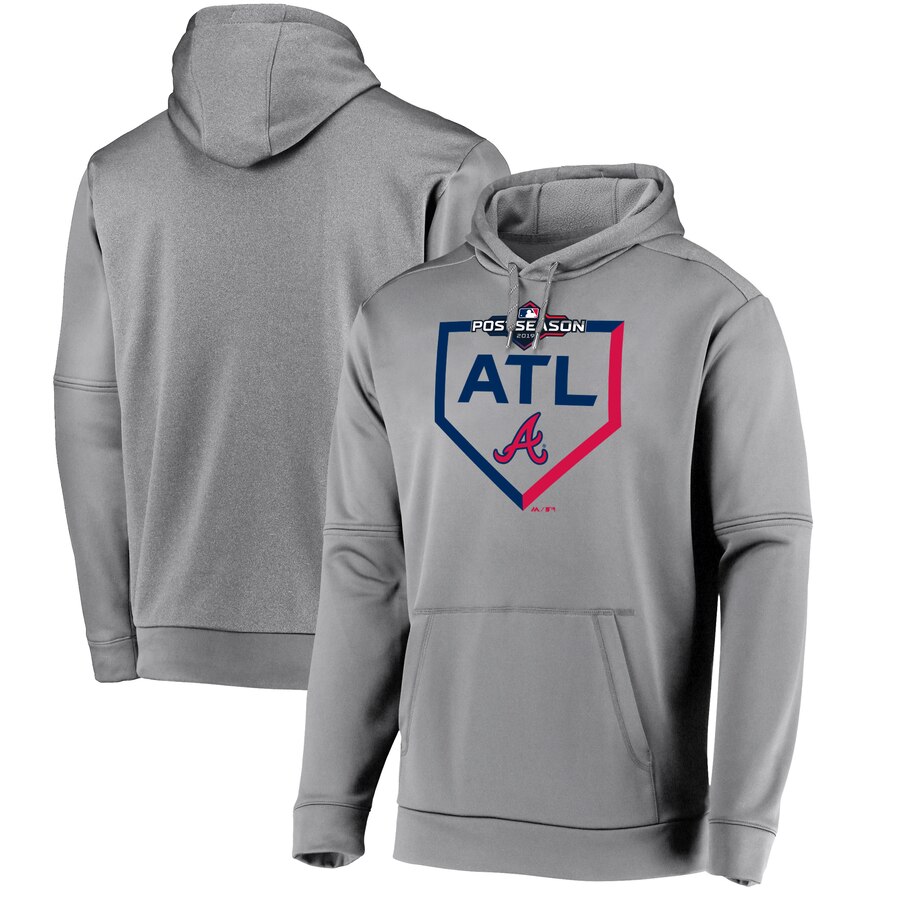 Atlanta Braves Majestic 2019 Postseason Dugout Authentic Pullover Hoodie Gray