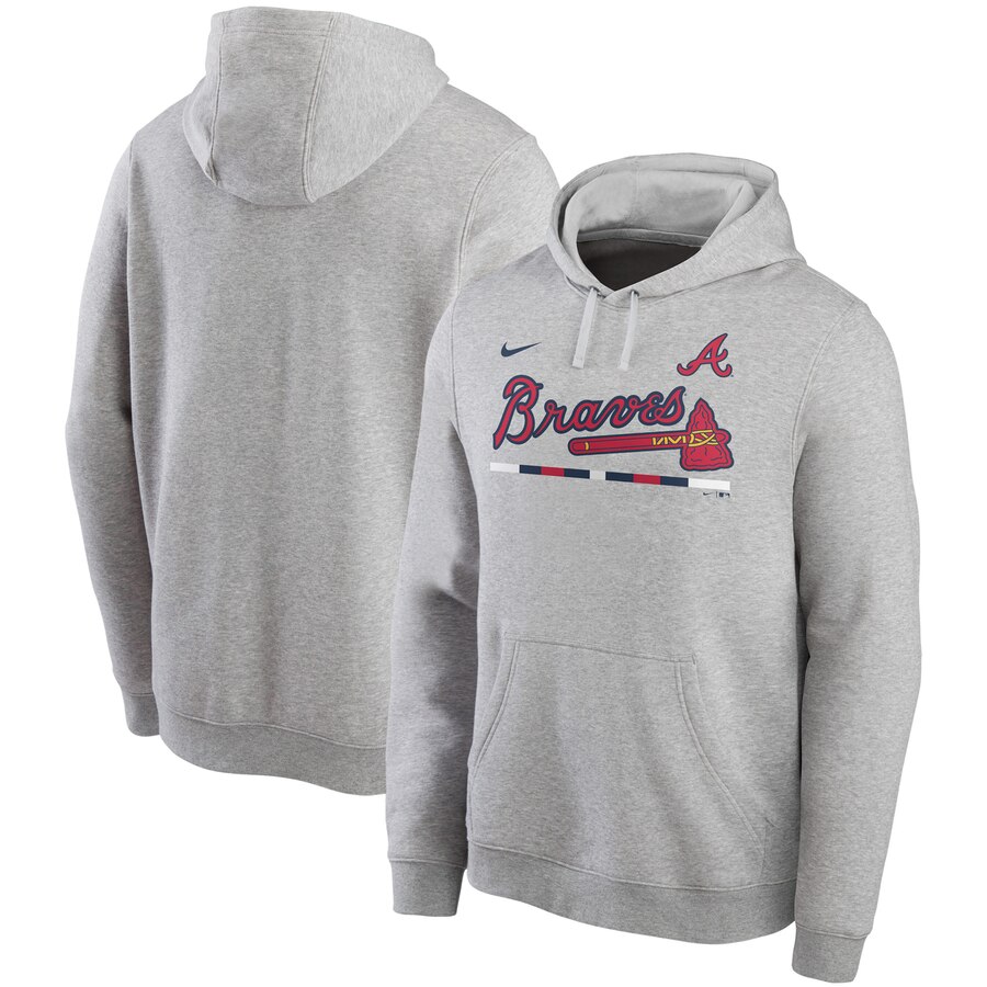 Atlanta Braves Nike Color Bar Club Pullover Hoodie Gray