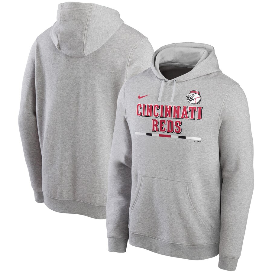 Cincinnati Reds Nike Color Bar Club Pullover Hoodie Gray