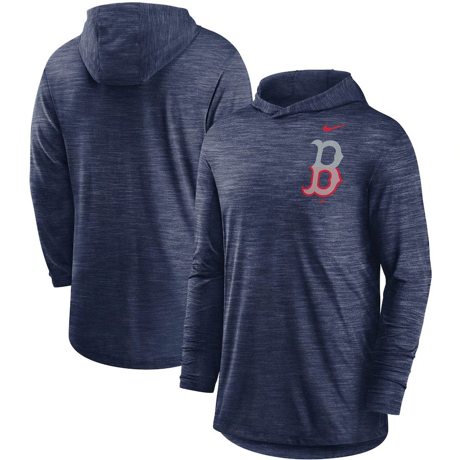 Boston Red Sox Nike Split Logo Performance Long Sleeve Hoodie Top Navy