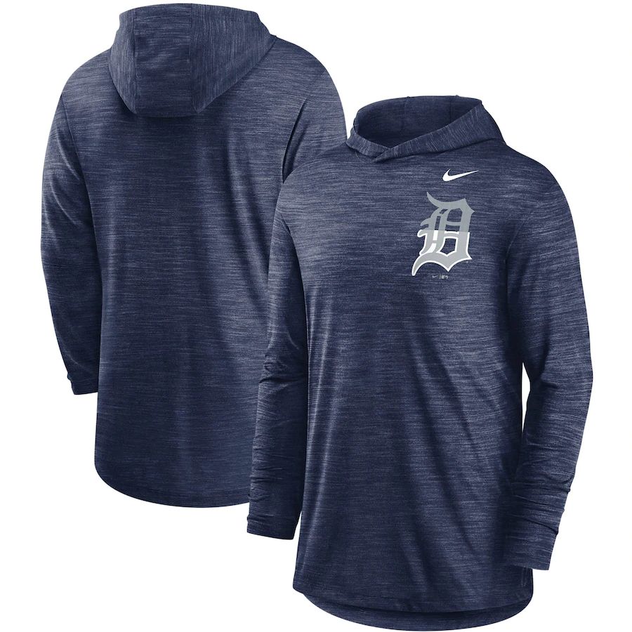 Detroit Tigers Nike Split Logo Performance Long Sleeve Hoodie Top Navy