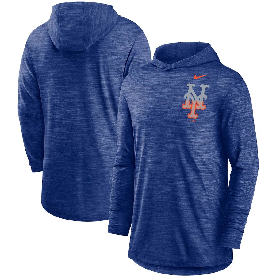 New York Mets Nike Split Logo Performance Long Sleeve Hoodie Top Royal