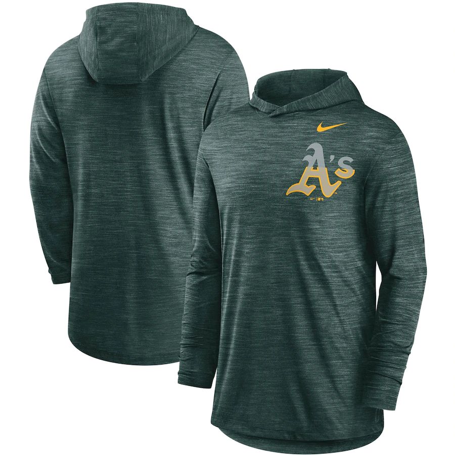 Oakland Athletics Nike Split Logo Performance Long Sleeve Hoodie Top Green