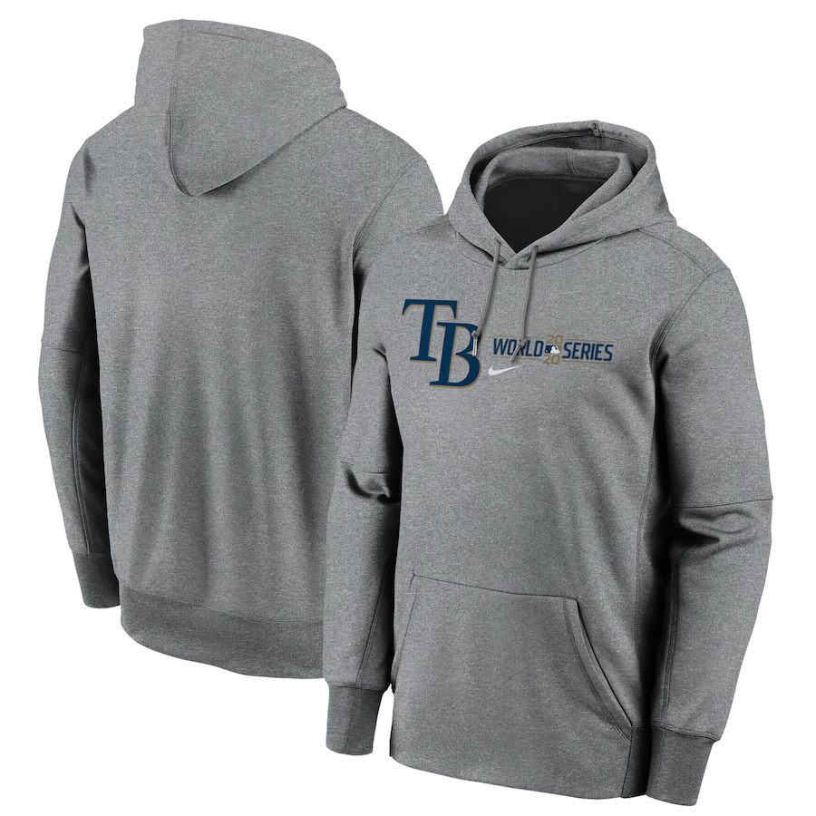 Tampa Bay Rays Nike 2020 World Series Bound Authentic Collection Pullover Hoodie Heather Charcoal