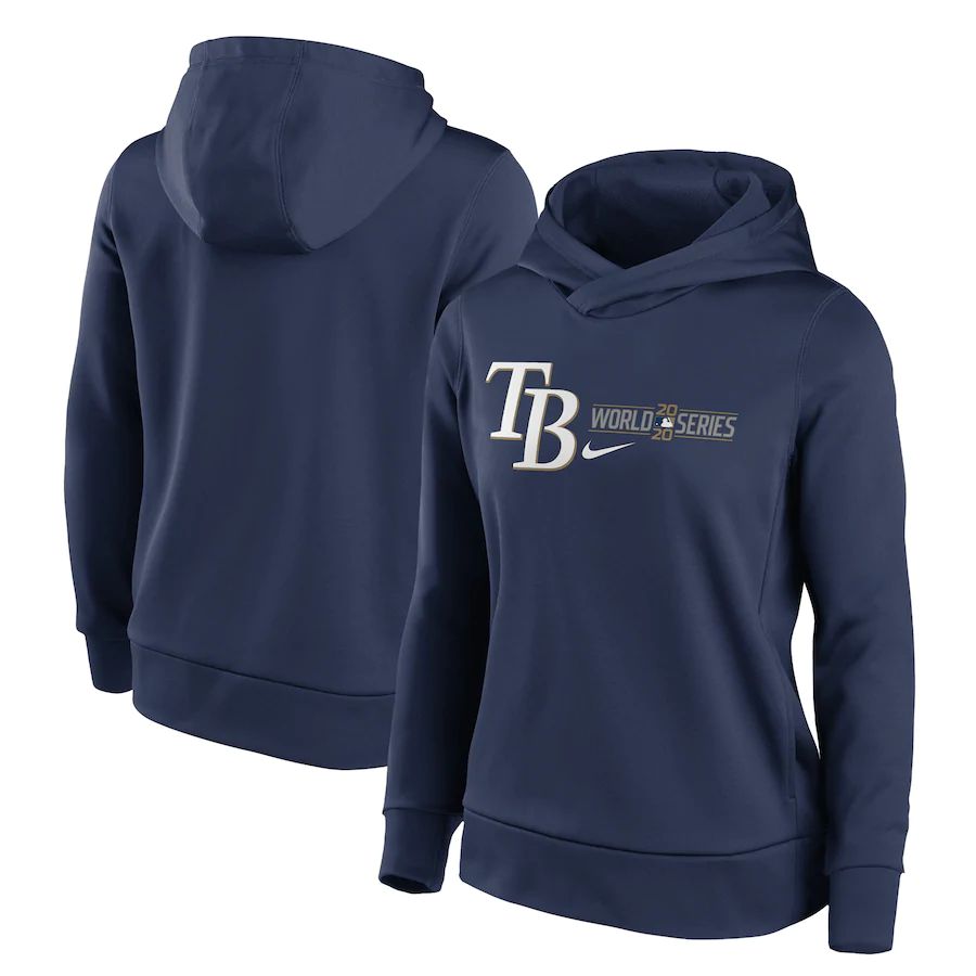 Tampa Bay Rays Nike Women's 2020 World Series Bound Authentic Collection Pullover Hoodie Navy