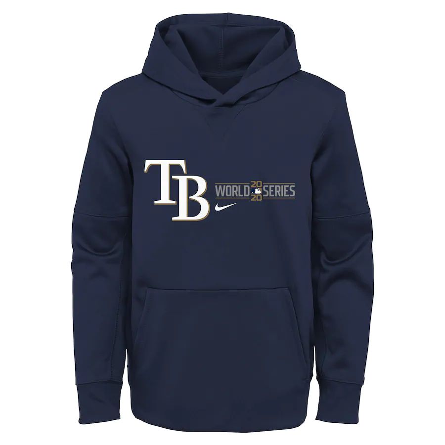 Tampa Bay Rays Nike Youth 2020 World Series Bound Authentic Collection Pullover Hoodie Navy