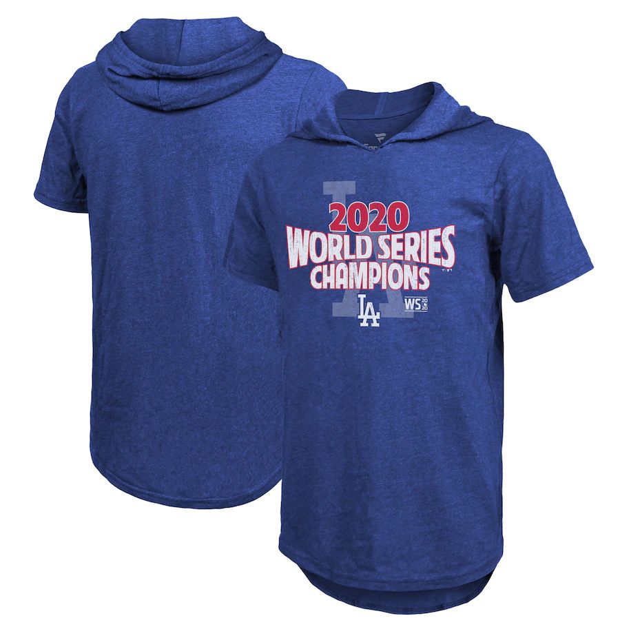 Los Angeles Dodgers 2020 World Series Champions Game Time Short Sleeve Pullover Hoodie Royal