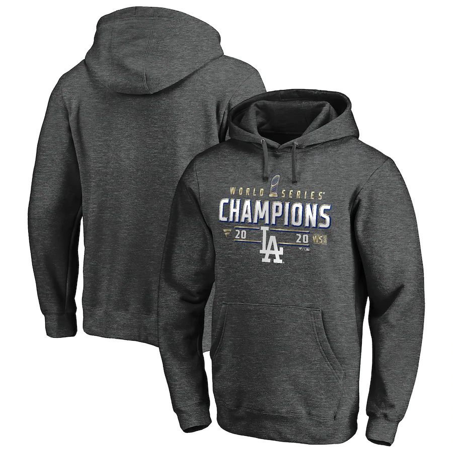 Los Angeles Dodgers 2020 World Series Champions Locker Room Pullover Hoodie Charcoal