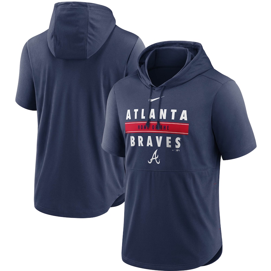 Men's Atlanta Braves Nike Navy Home Team Short Sleeve Performance Hoodie Top