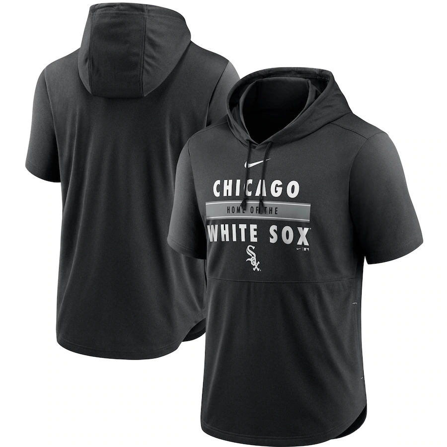 Men's Chicago White Sox Nike Black Home Team Short Sleeve Hoodie Top.webp