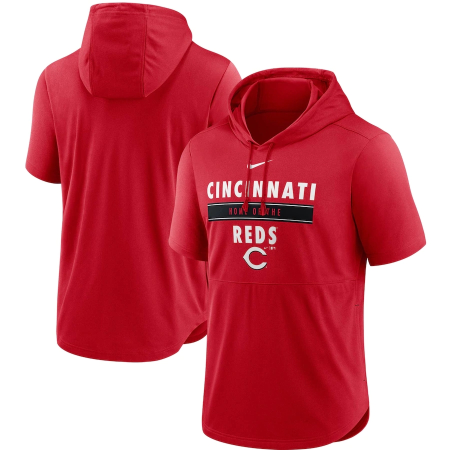 Men's Cincinnati Reds Nike Red Home Team Short Sleeve Hoodie Top.webp