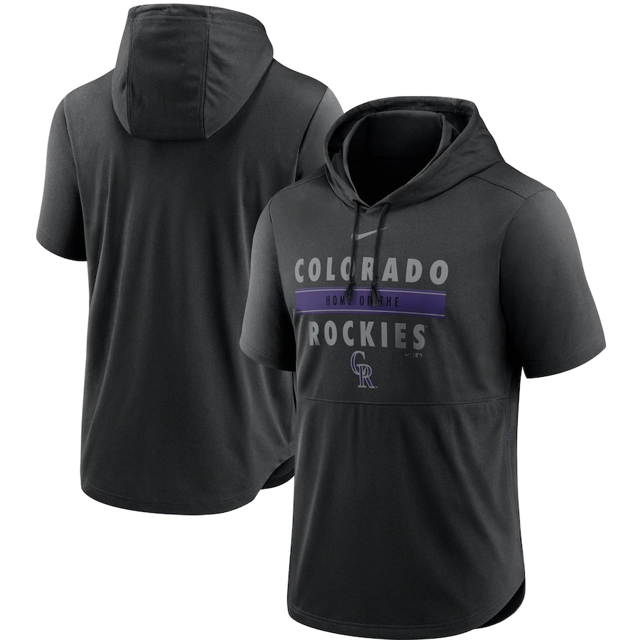 Men's Colorado Rockies Nike Black Home Team Short Sleeve Hoodie Top.webp