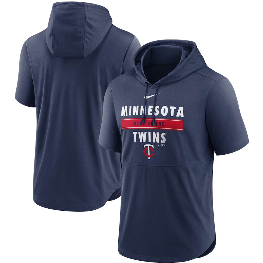 Men's Minnesota Twins Nike Navy Home Team Short Sleeve Hoodie Top