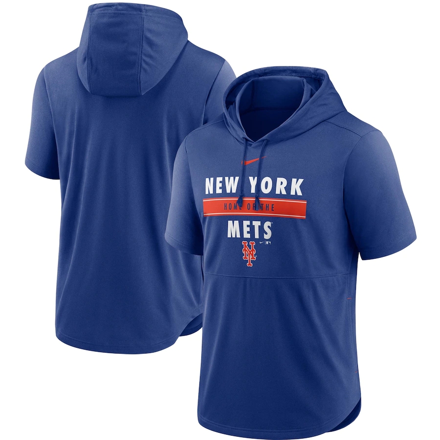 Men's New York Mets Nike Royal Home Team Short Sleeve Hoodie Top.webp