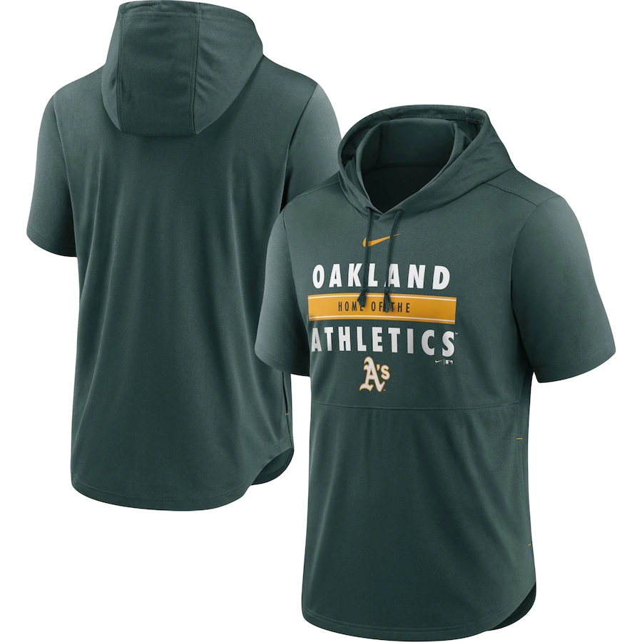 Men's Oakland Athletics Nike Green Home Team Short Sleeve Hoodie Top.webp