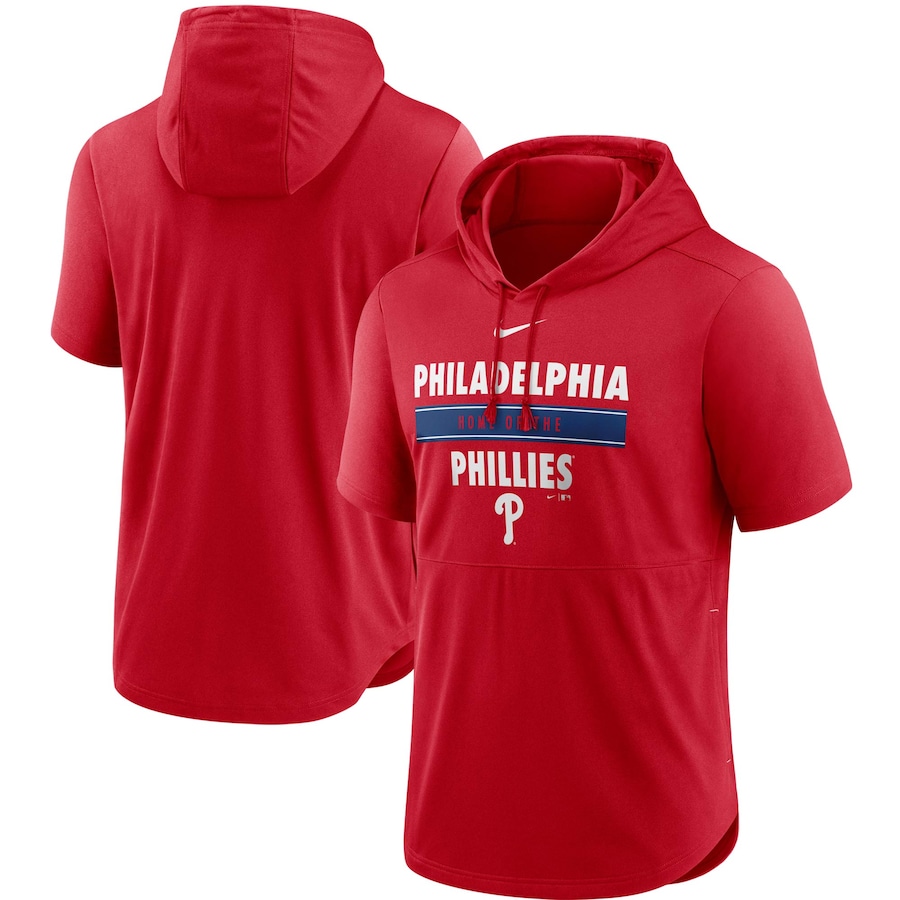 Men's Philadelphia Phillies Nike Red Home Team Short Sleeve Hoodie Top