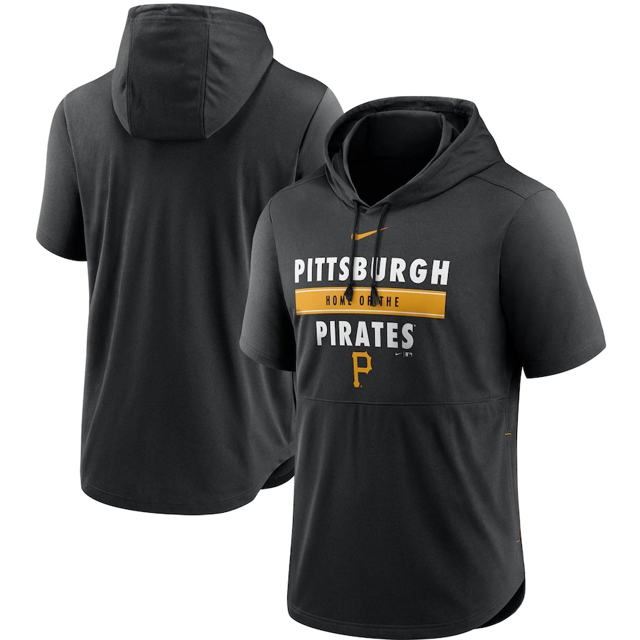 Men's Pittsburgh Pirates Nike Black Home Team Short Sleeve Hoodie Top.webp