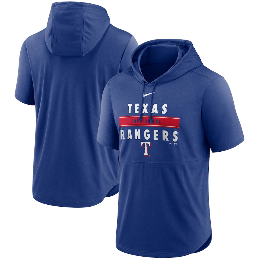 Men's Texas Rangers Nike Royal Home Team Short Sleeve Hoodie Top