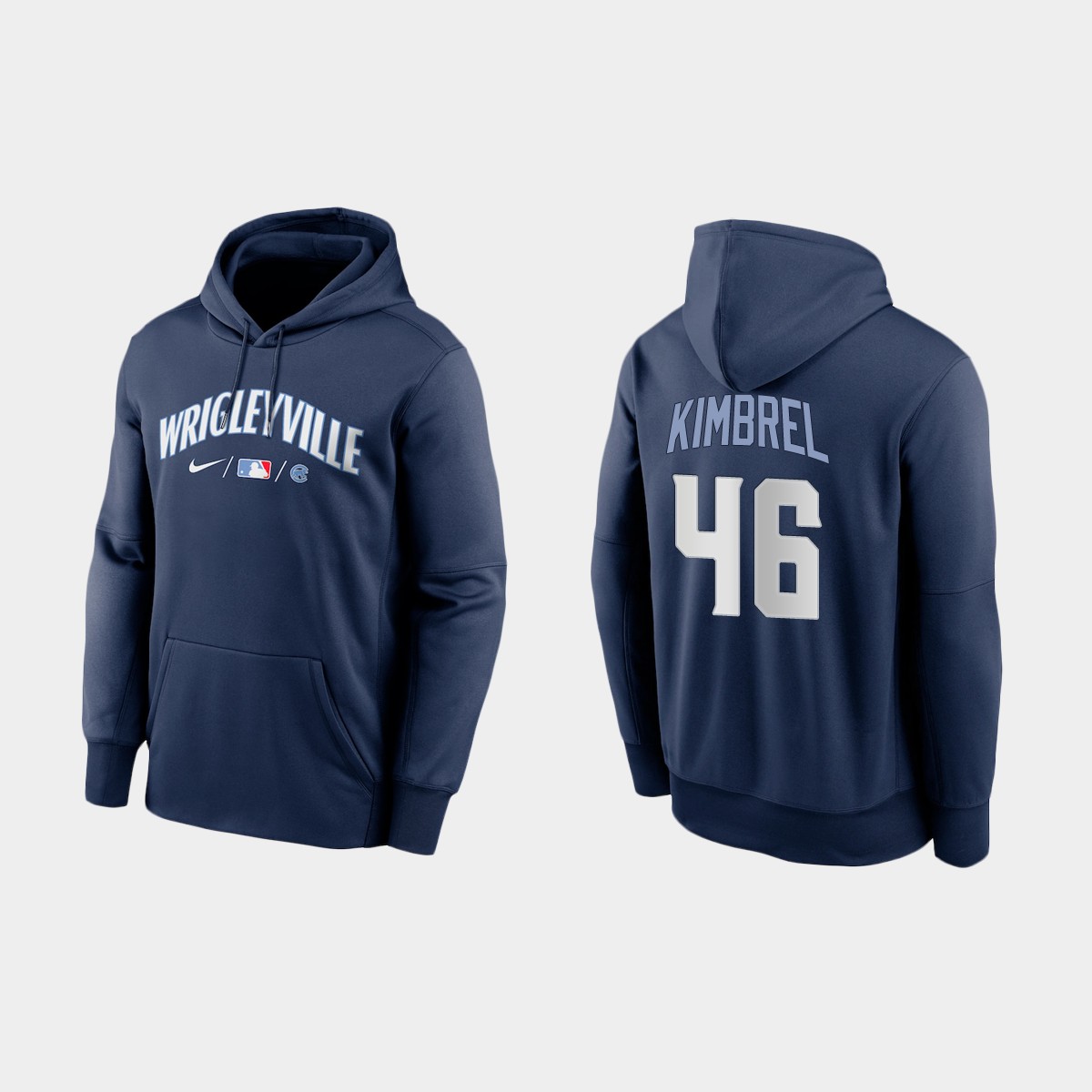 Chicago Cubs #46 Craig Kimbrel Men's 2021 City Connect Navy Therma Hoodie