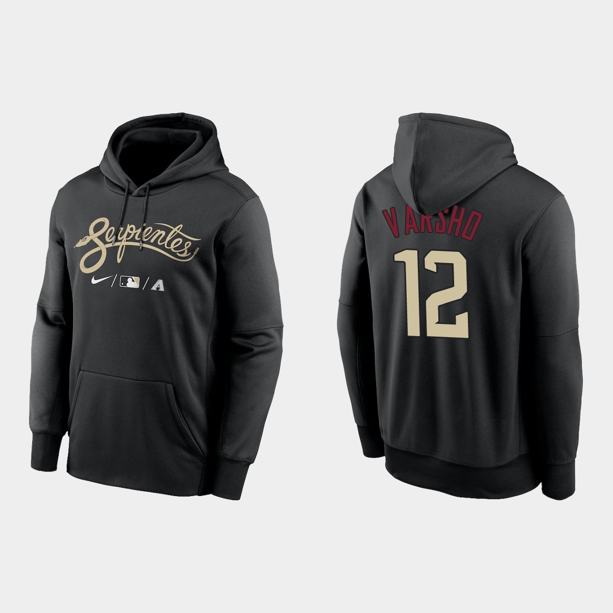 Arizona Diamondbacks #12 Daulton Varsho Men's Nike 2021-City Connect Therma Hoodie Black