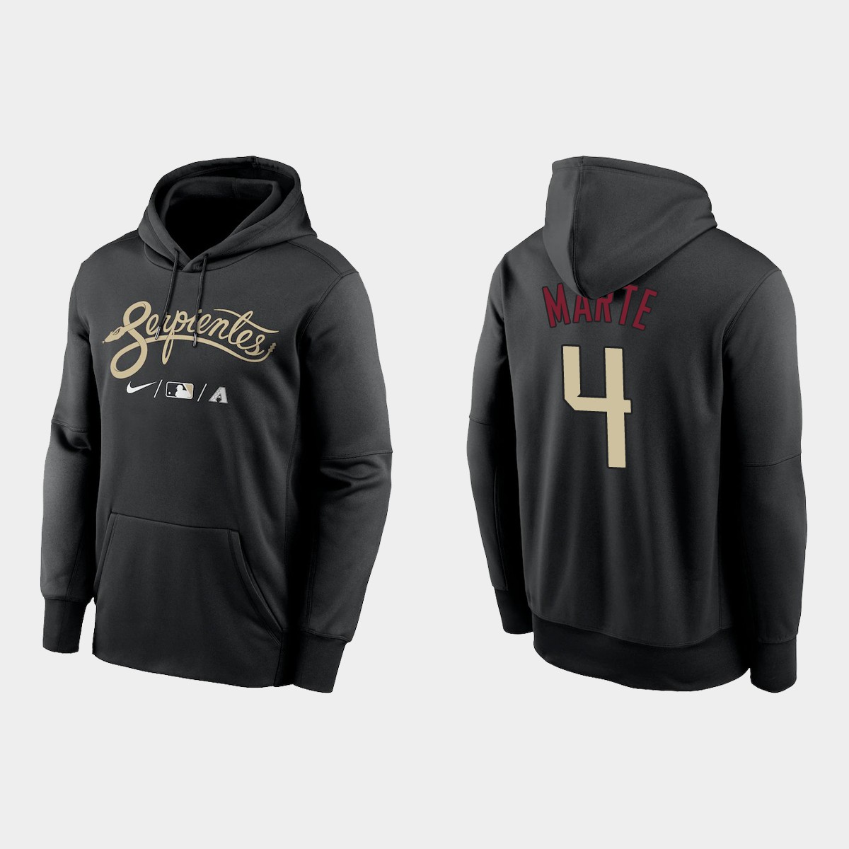 Arizona Diamondbacks #4 Ketel Marte Men's Nike 2021-City Connect Therma Hoodie Black