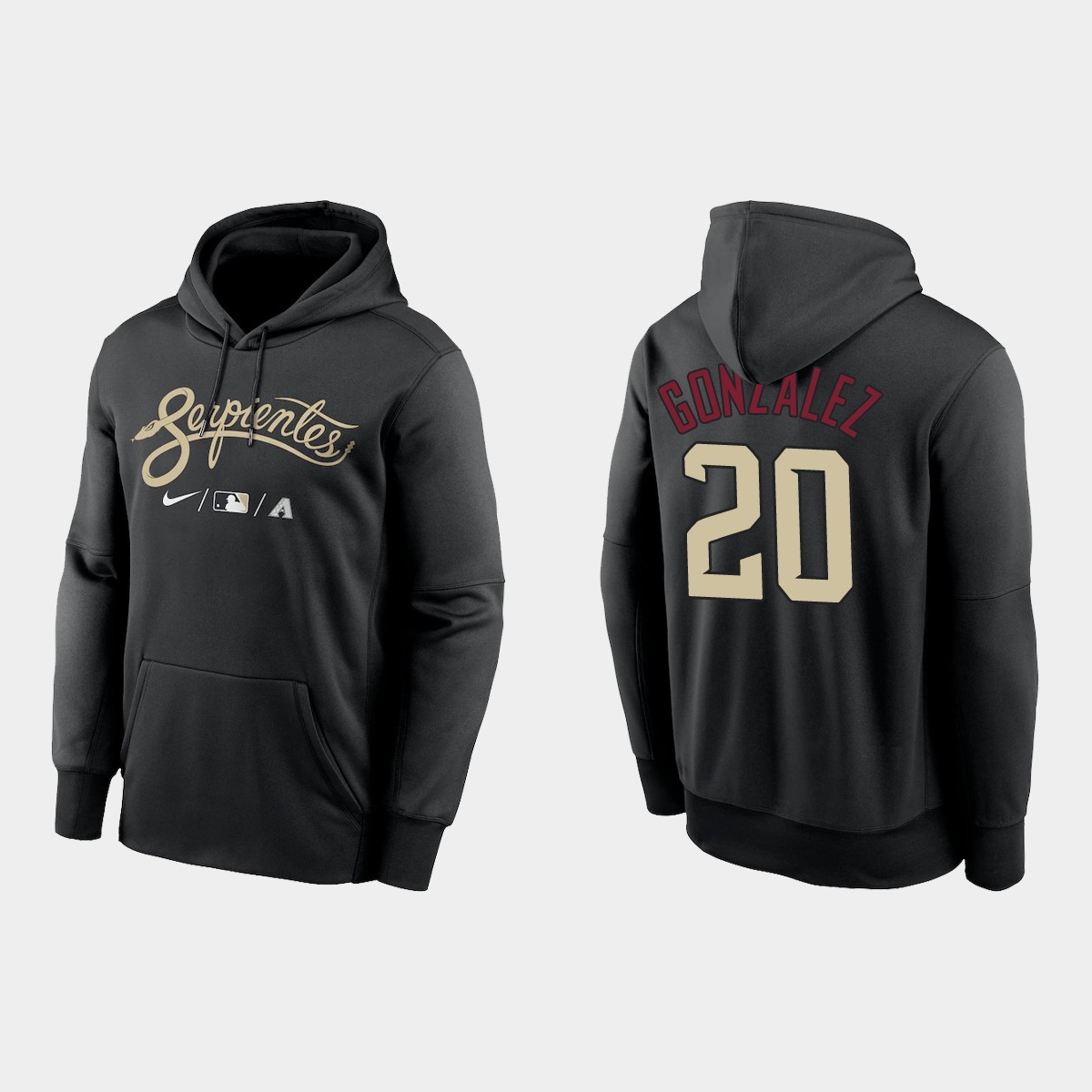 Arizona Diamondbacks #20 Luis Gonzalez Men's Nike 2021-City Connect Therma Hoodie Black