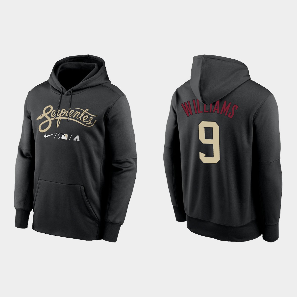 Arizona Diamondbacks #9 Matt Williams Men's Nike 2021-City Connect Therma Hoodie Black