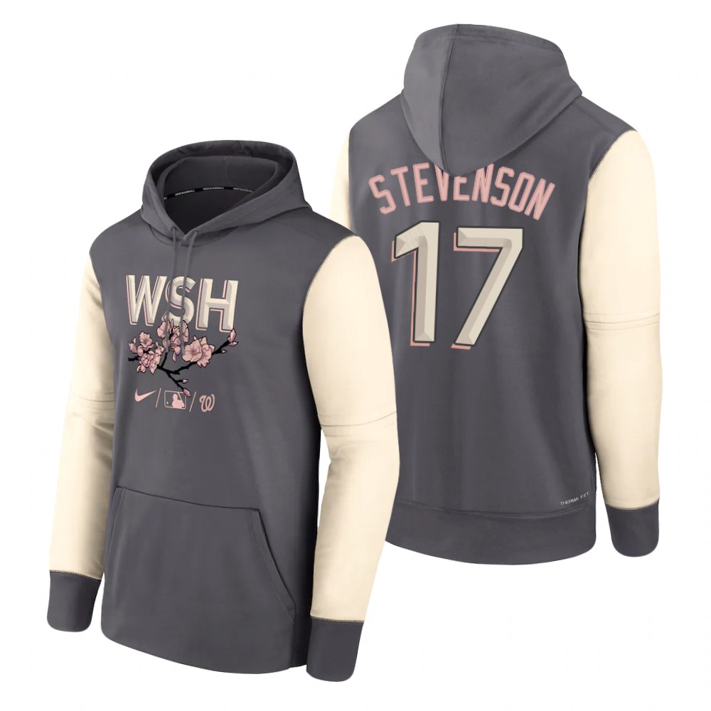 Washington Nationals #17 Andrew Stevenson 2022 City Connect Gray Hoodie