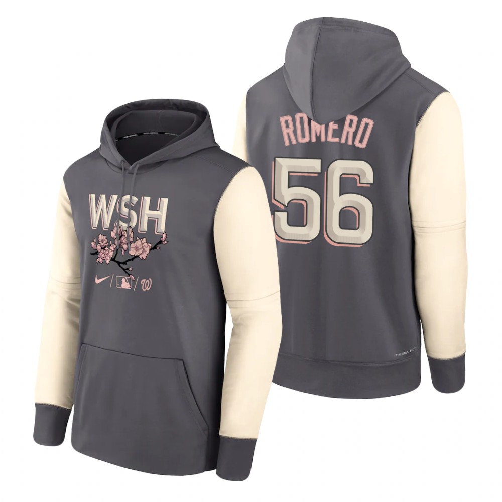 Washington Nationals #56 Seth Romero 2022 City Connect Gray Hoodie