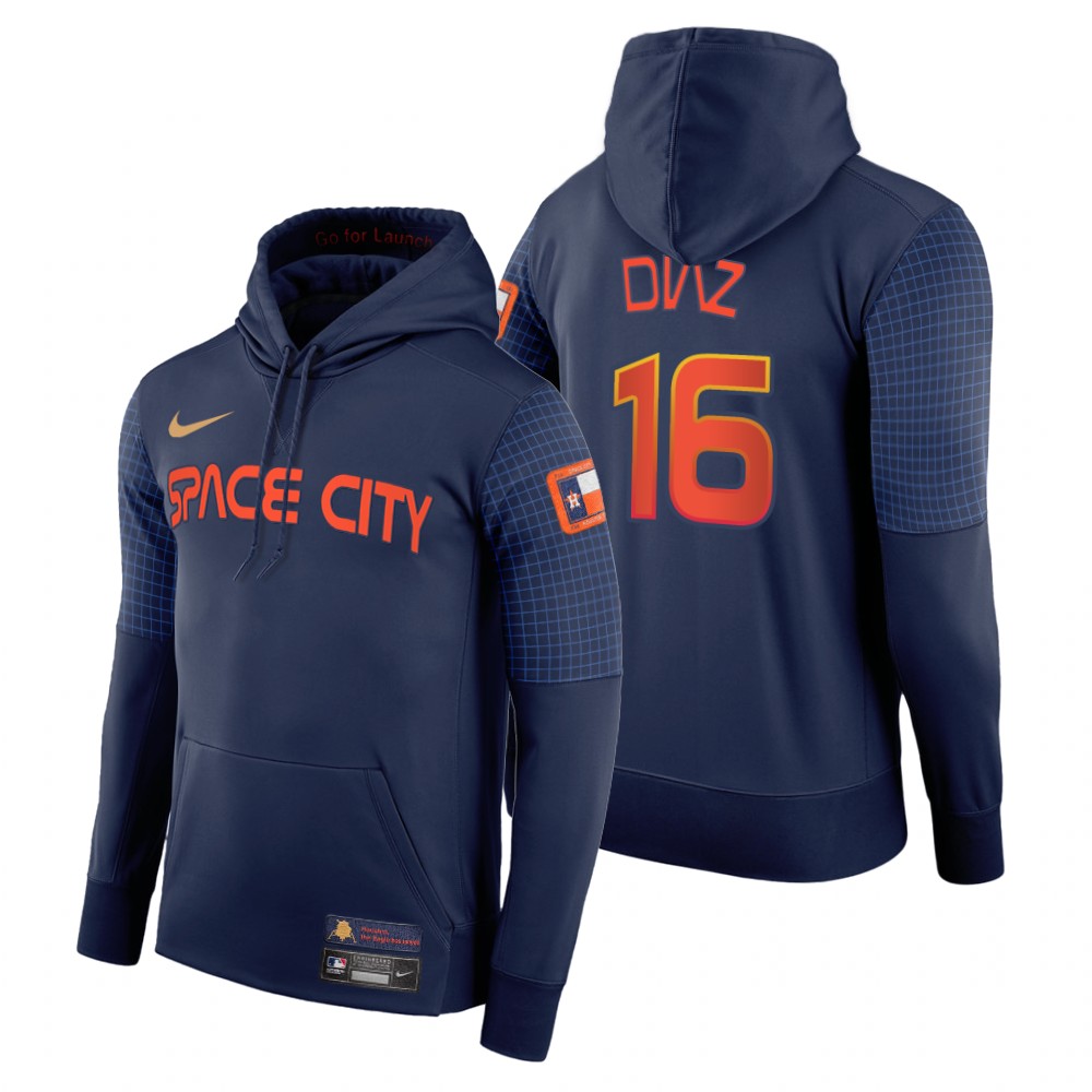 Houston Astros #16 Aledmys Diaz 2022 City Connect Navy Hoodie