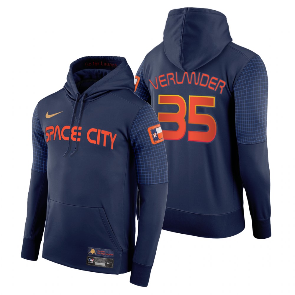 Houston Astros #35 Justin Verlander 2022 City Connect Navy Hoodie