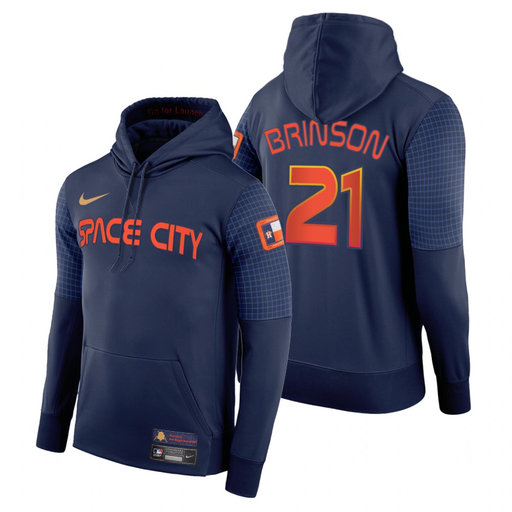 Houston Astros #21 Lewis Brinson 2022 City Connect Navy Hoodie