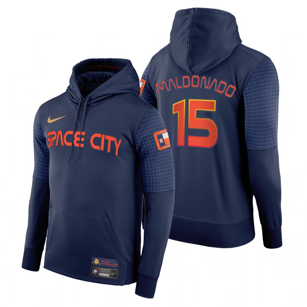 Houston Astros #15 Martin Maldonado 2022 City Connect Navy Hoodie