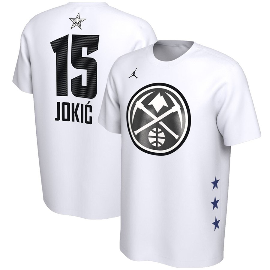 Denver Nuggets #15 Nikola Jokic Jordan Brand 2019 NBA All-Star Game Name & Number Performance T-Shirt White