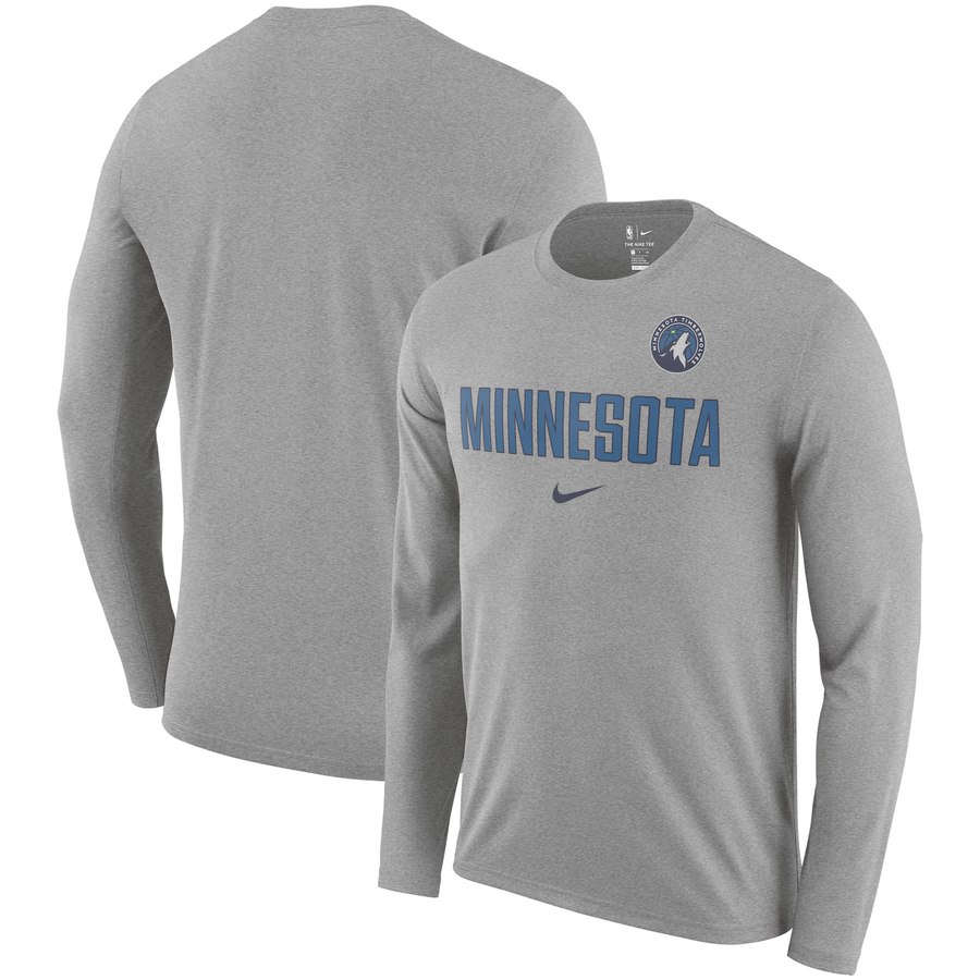 Minnesota Timberwolves Nike Essential Facility Slub Performance Long Sleeve T-Shirt Charcoal