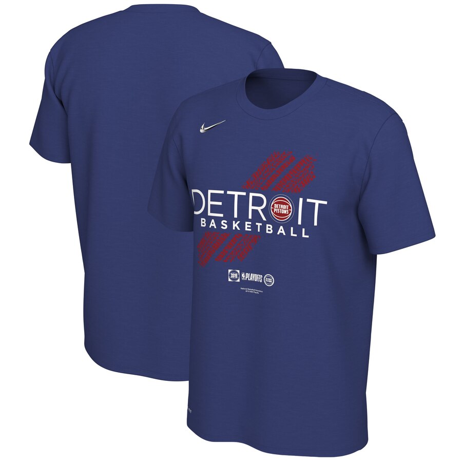 Detroit Pistons Nike Men's 2019 NBA Playoffs Bound Team Mantra Performance T-Shirt Blue