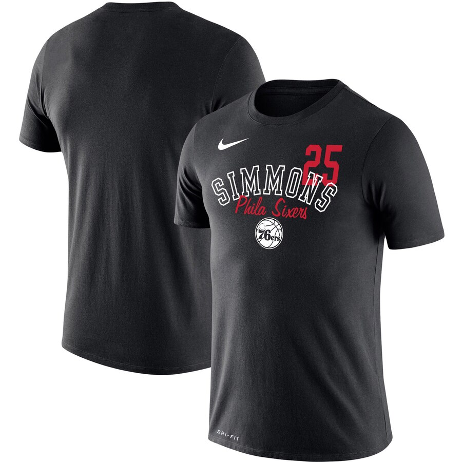 Philadelphia 76ers #25 Ben Simmons Nike Player Performance T-Shirt Black